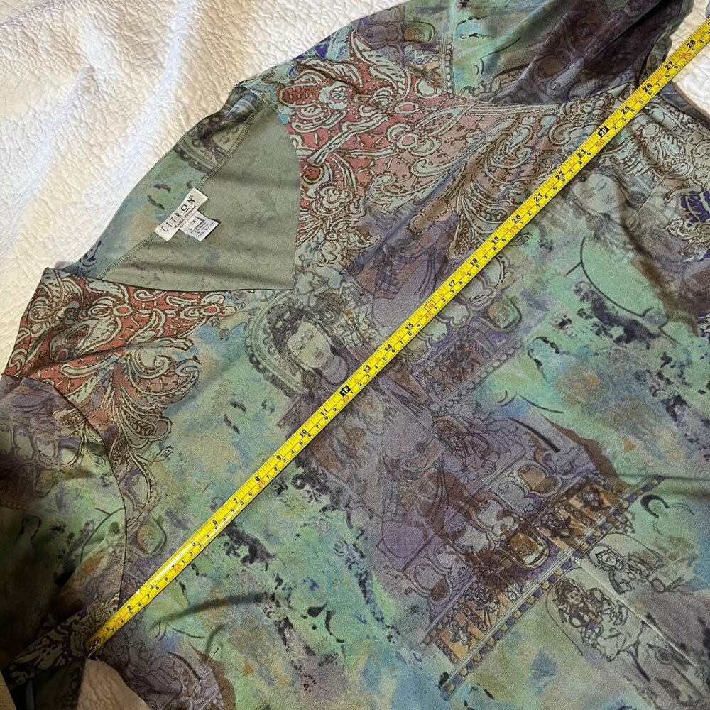 Citron Santa Monica Silk Blend Tunic Dress 2X Buddha Inspired Print - Picture 7 of 8